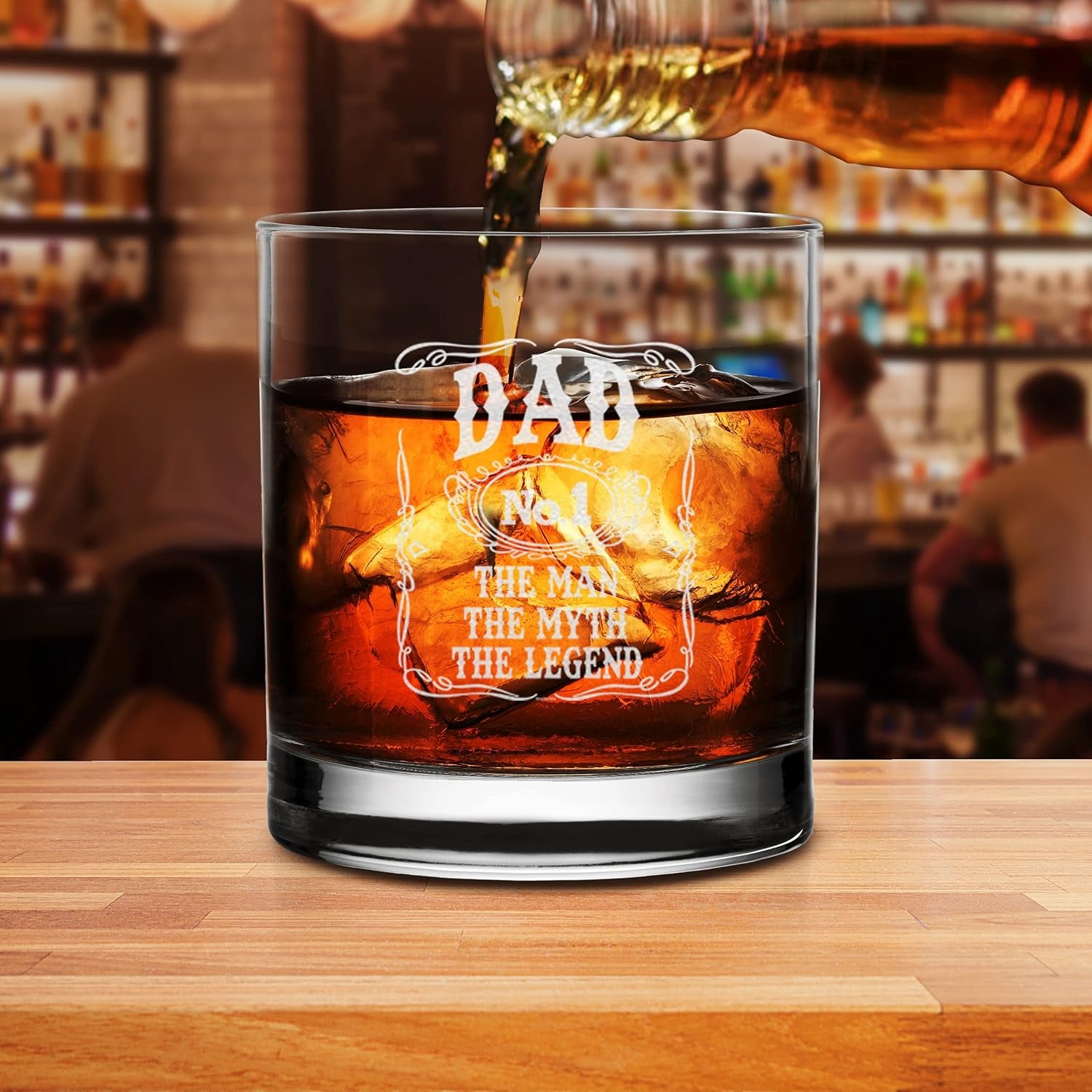 Dad No. 1 The Man The Myth The Legend Engraved Whiskey Glass