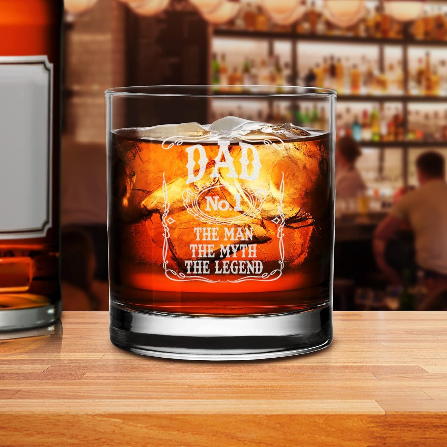 Dad No. 1 The Man The Myth The Legend Engraved Whiskey Glass