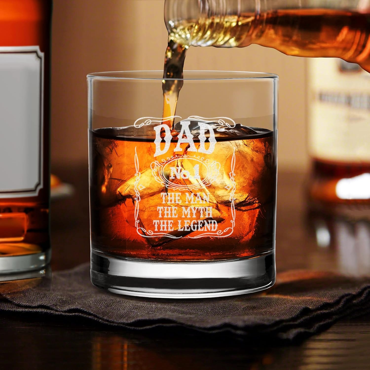 Dad No. 1 The Man The Myth The Legend Engraved Whiskey Glass