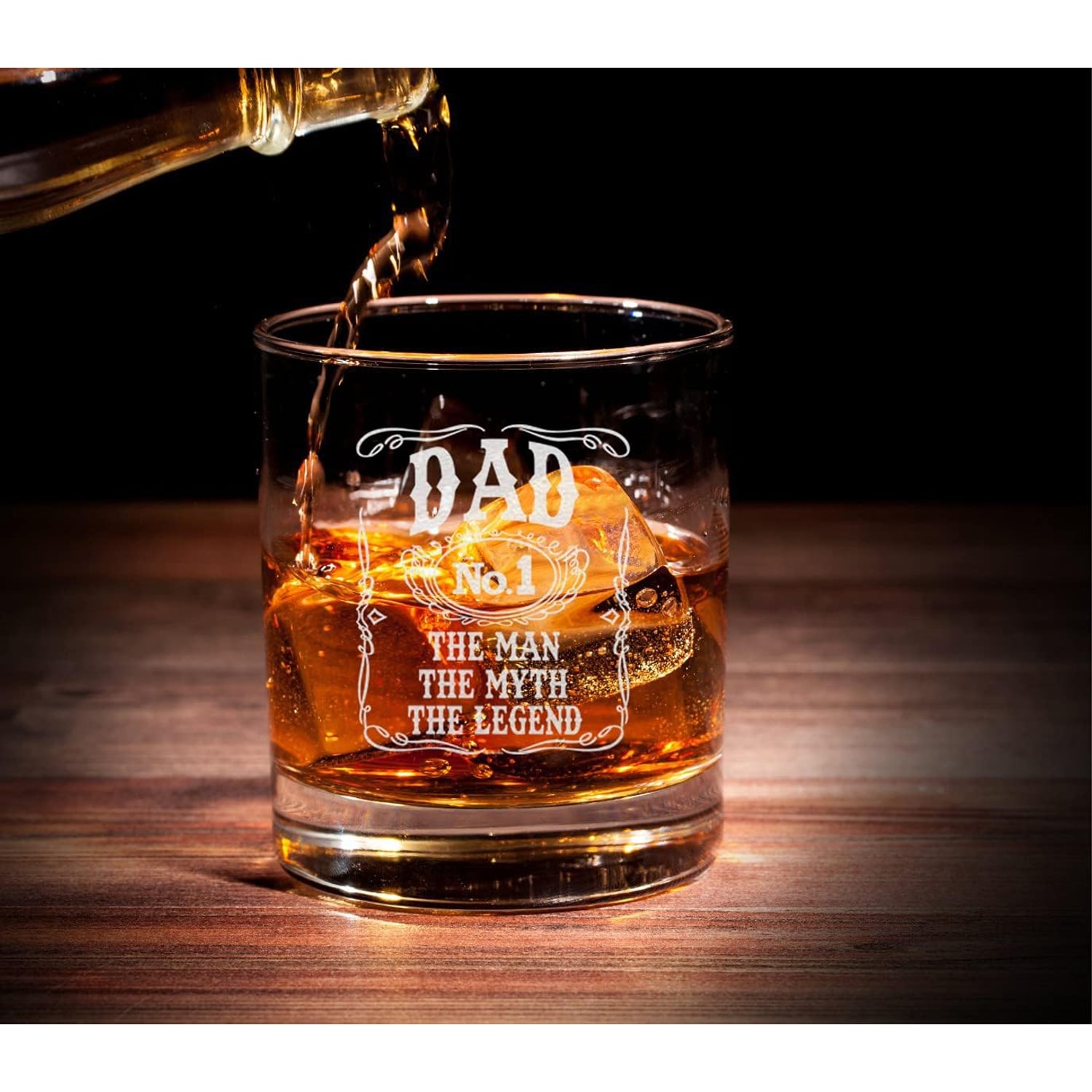 Dad No. 1 The Man The Myth The Legend Engraved Whiskey Glass