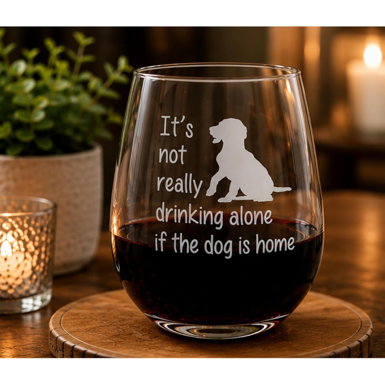 Dog Is Home Engraved Stemless Wine Glass: image 2