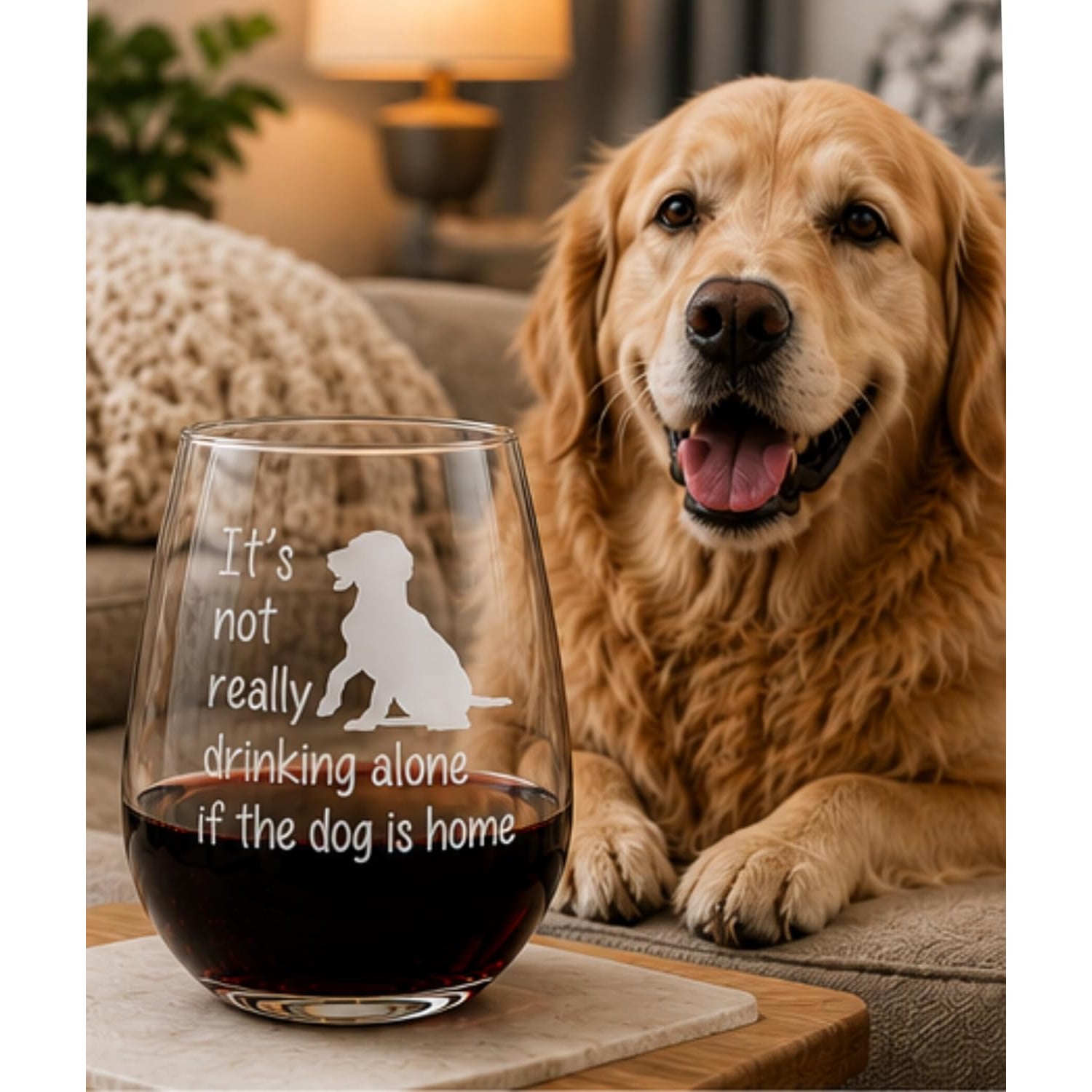 Dog Is Home Engraved Stemless Wine Glass: image 3