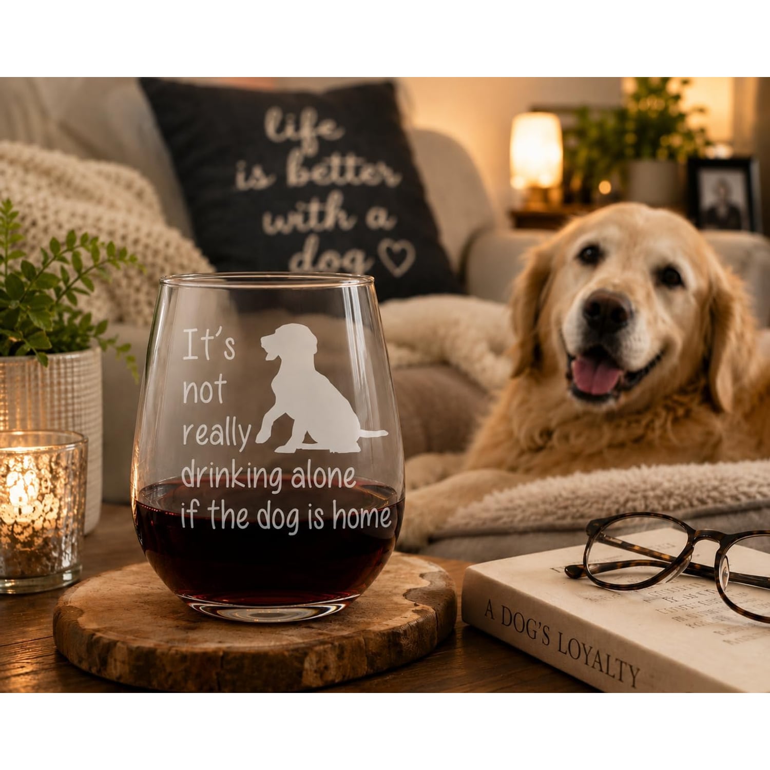 Dog Is Home Engraved Stemless Wine Glass: image 4