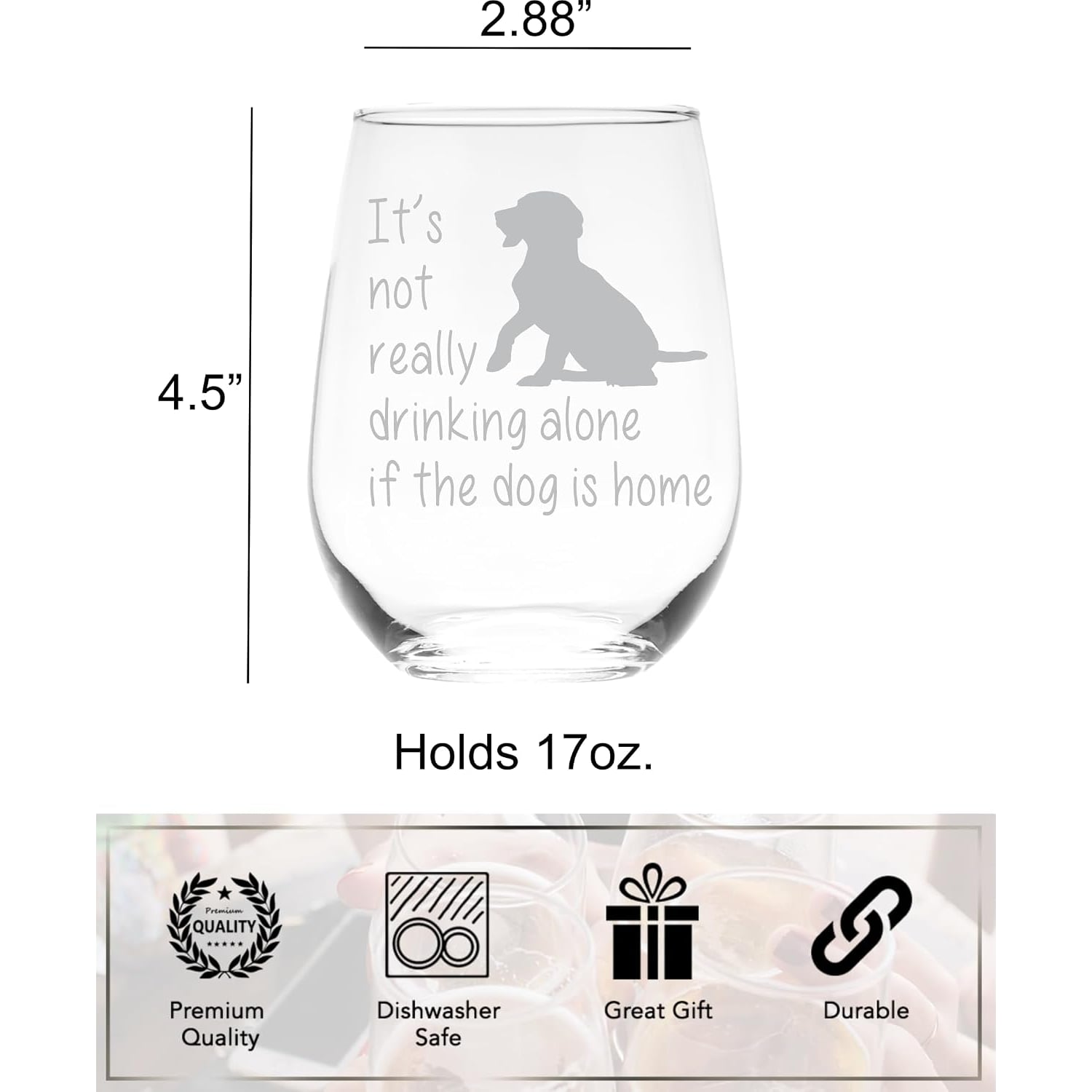 Dog Is Home Engraved Stemless Wine Glass: image 7
