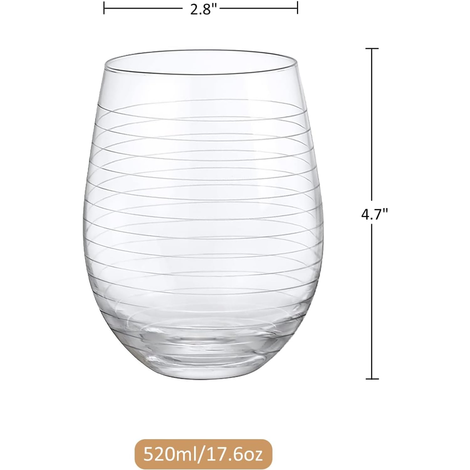 Etched Stemless Wine Glasses, Set of 4: image 7