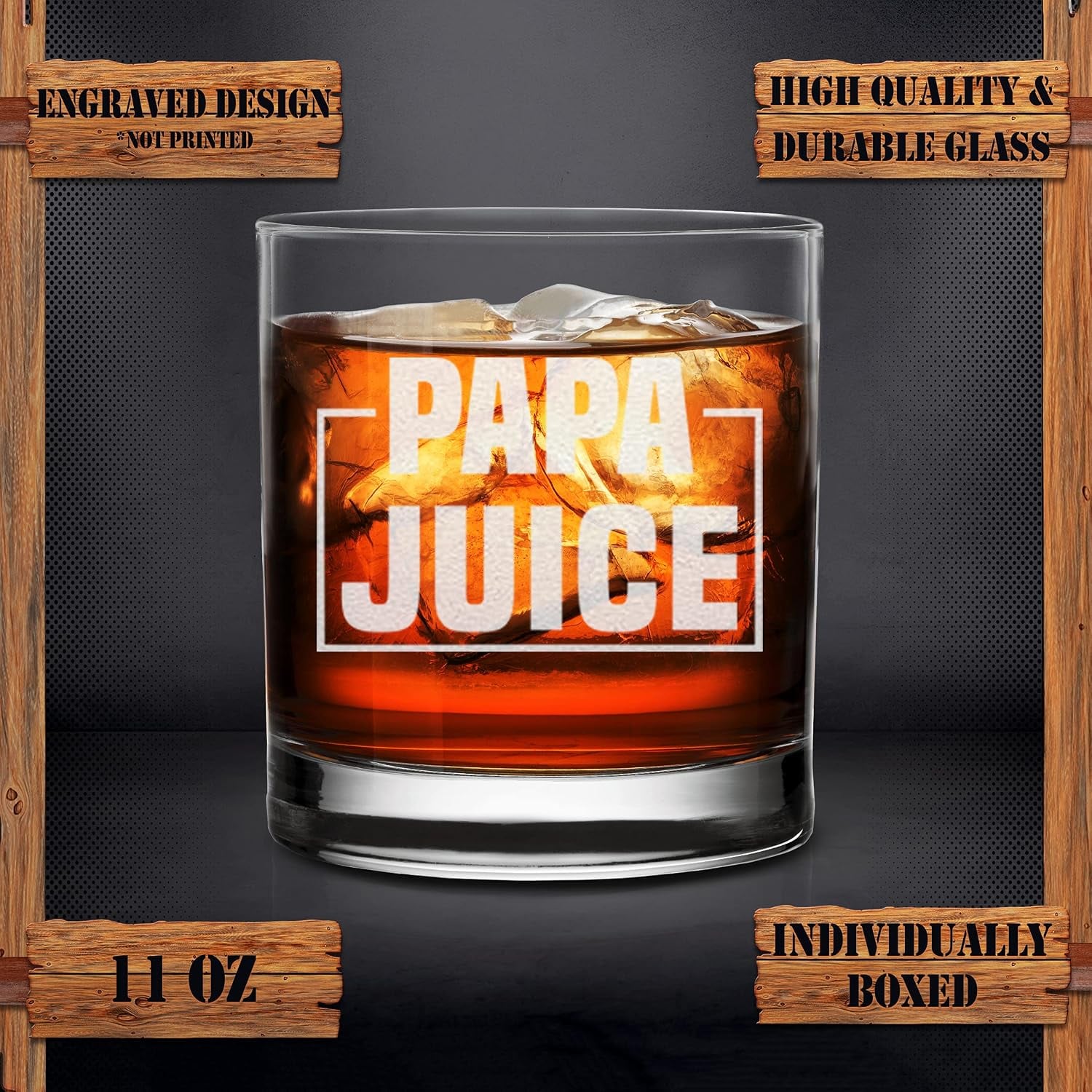 Papa Juice Engraved Whiskey Glass: image 3