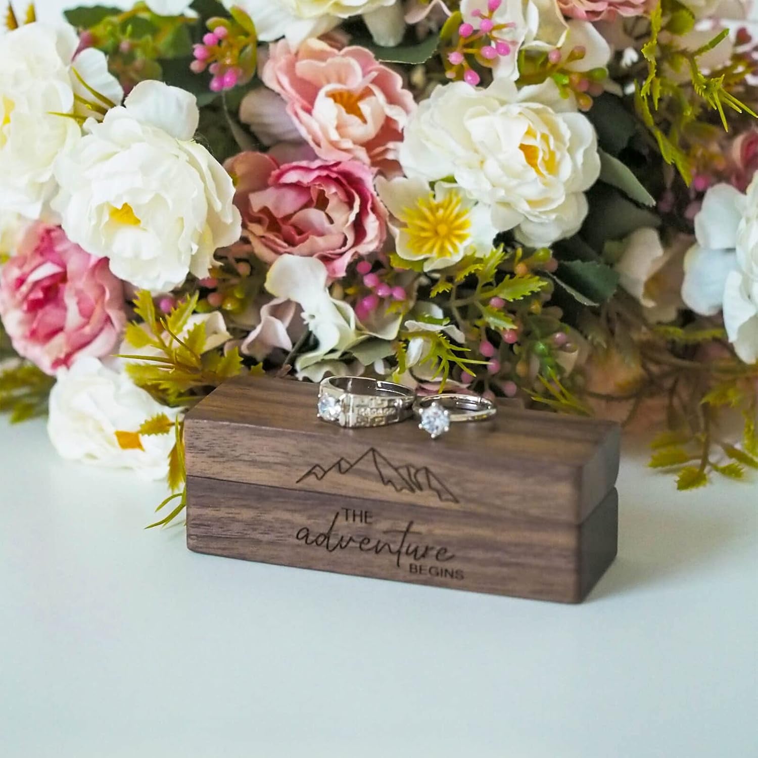 The Adventure Begins Engraved Wooden Ring Box