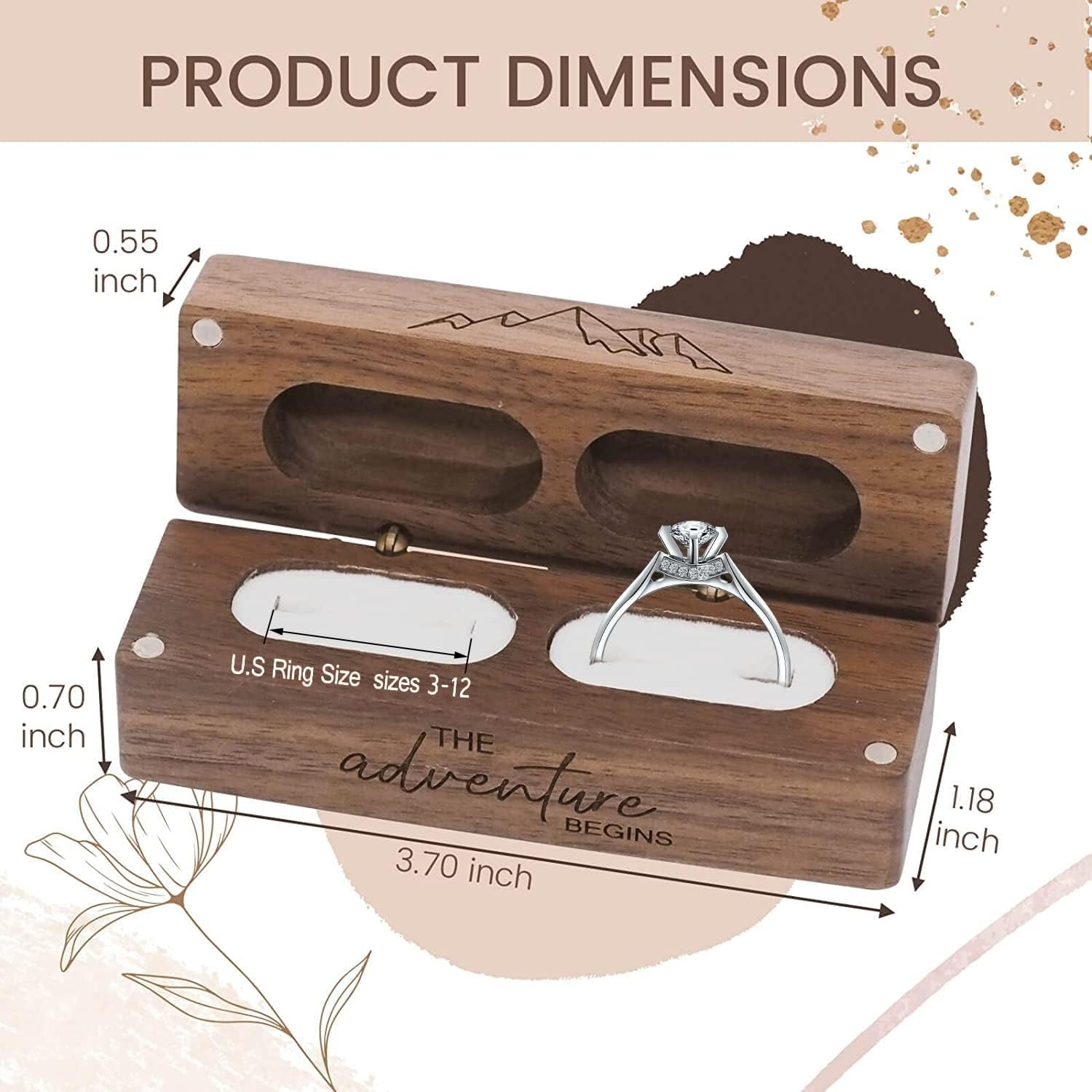 The Adventure Begins Engraved Wooden Ring Box