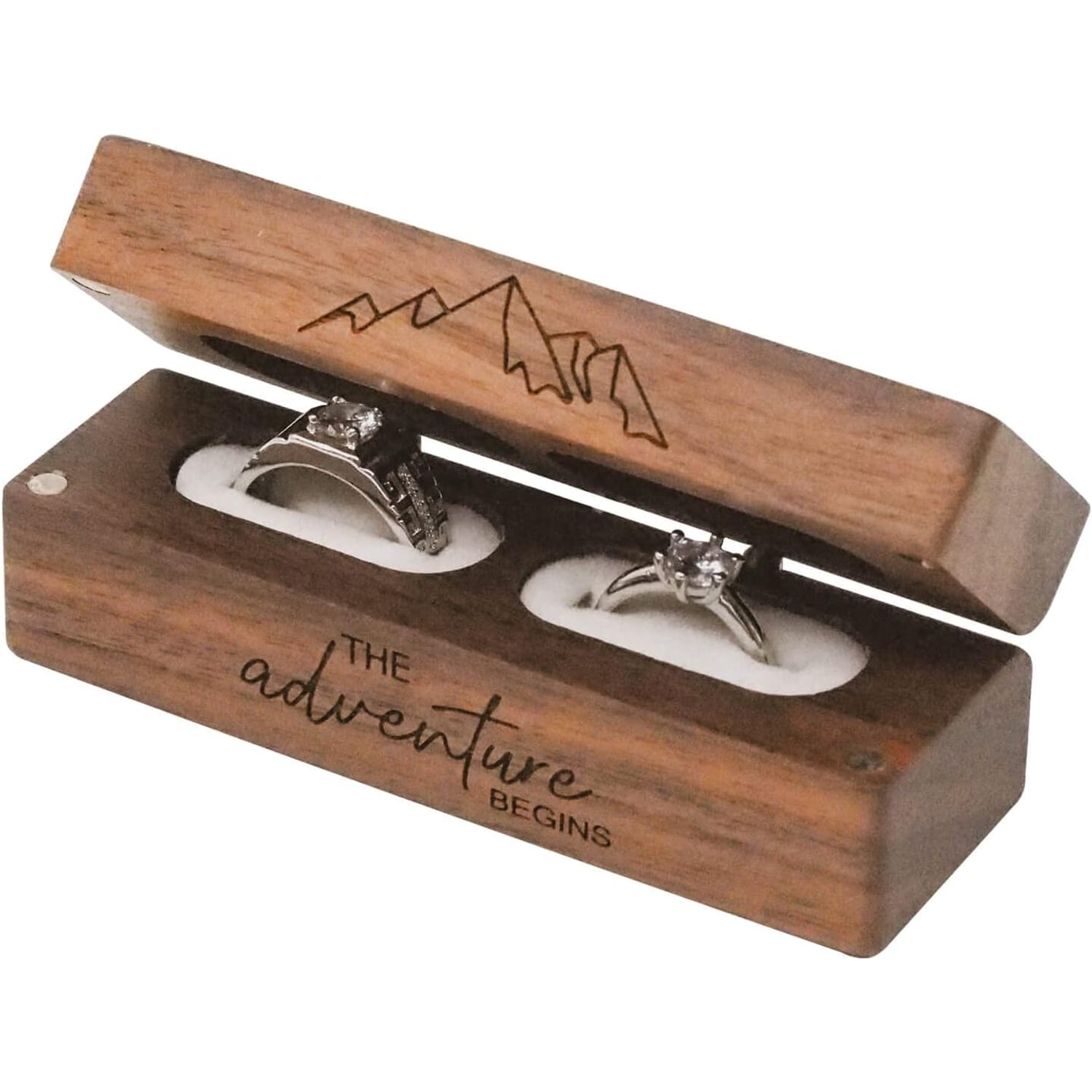 The Adventure Begins Engraved Wooden Ring Box