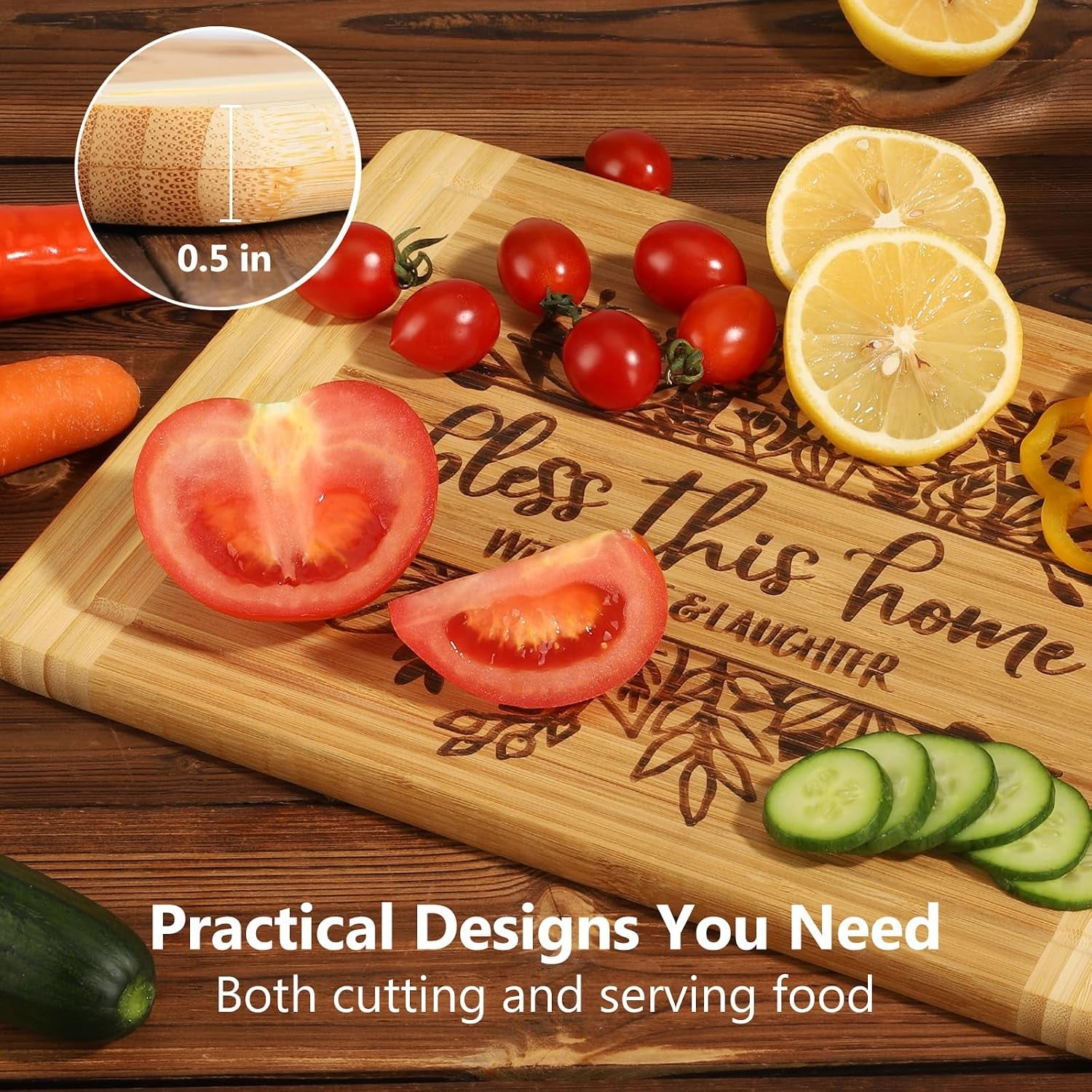 Bless This Home Engraved Bamboo Cutting Board