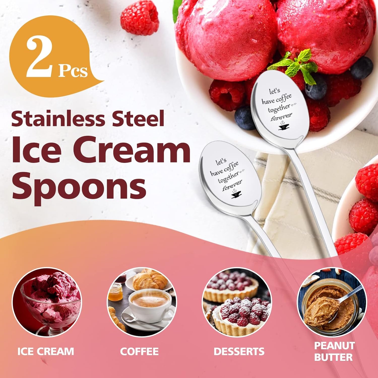 Let's Have Coffee Together Engraved Spoons, Set of 2: image 2