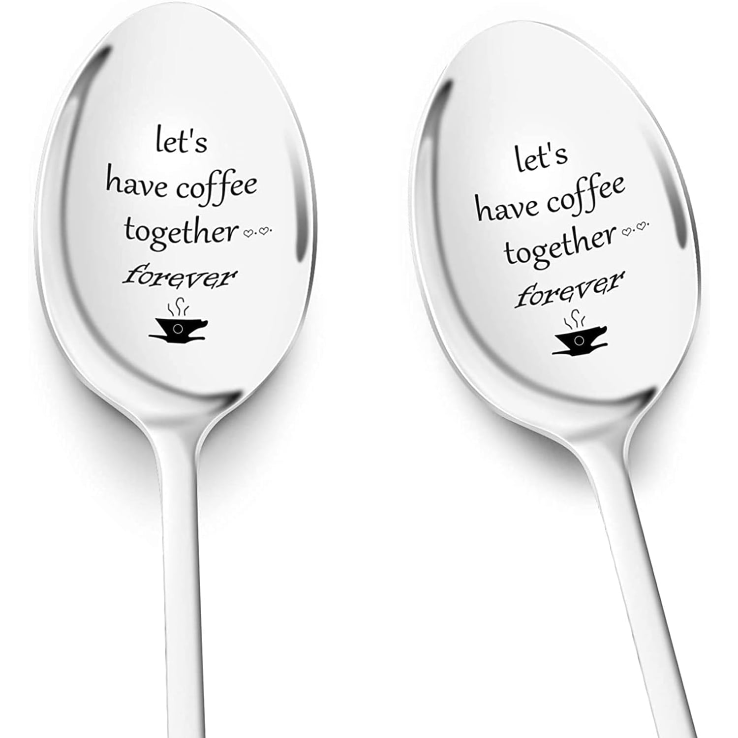 Let's Have Coffee Together Engraved Spoons, Set of 2