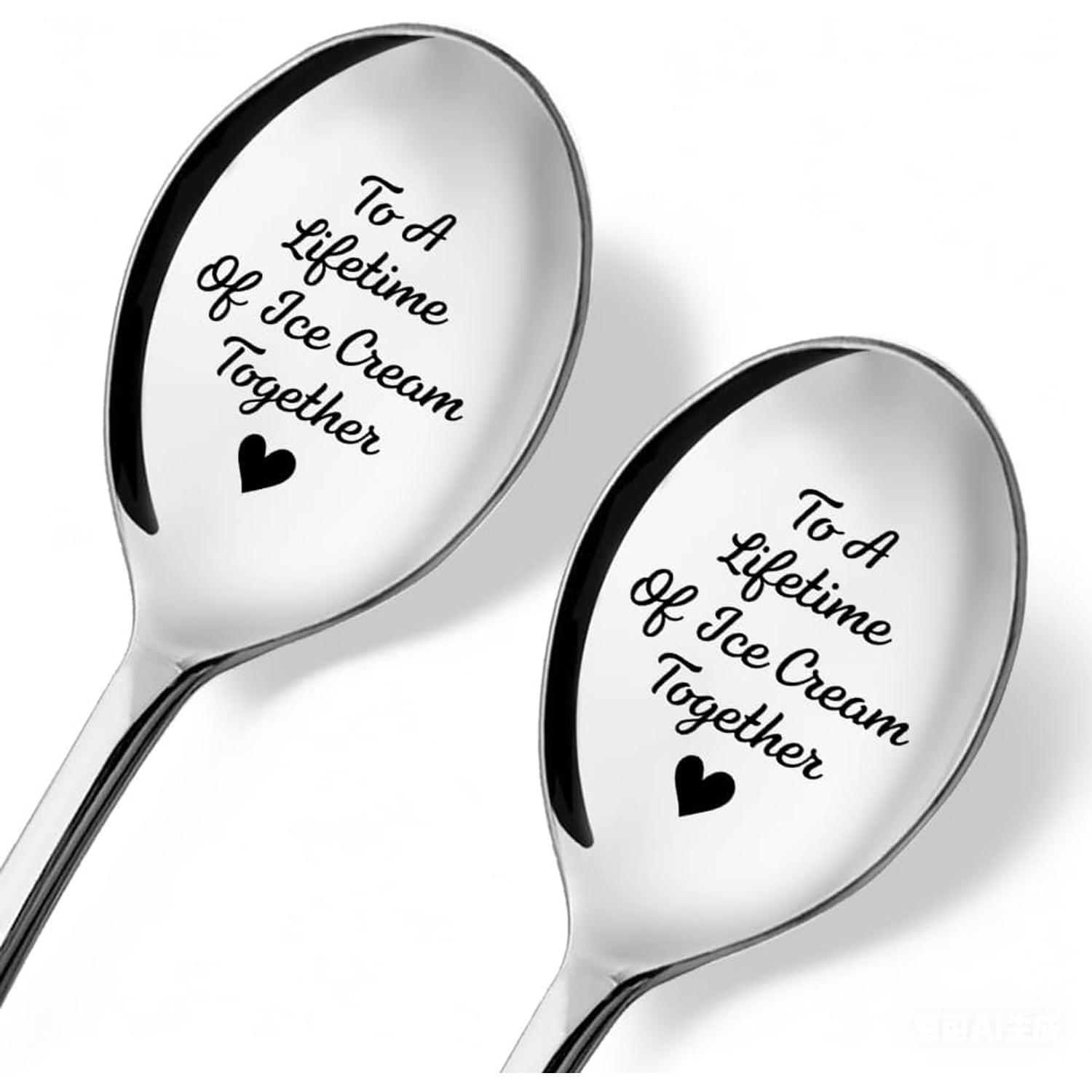 Lifetime of Ice Cream Together Engraved Spoons, Set of 2
