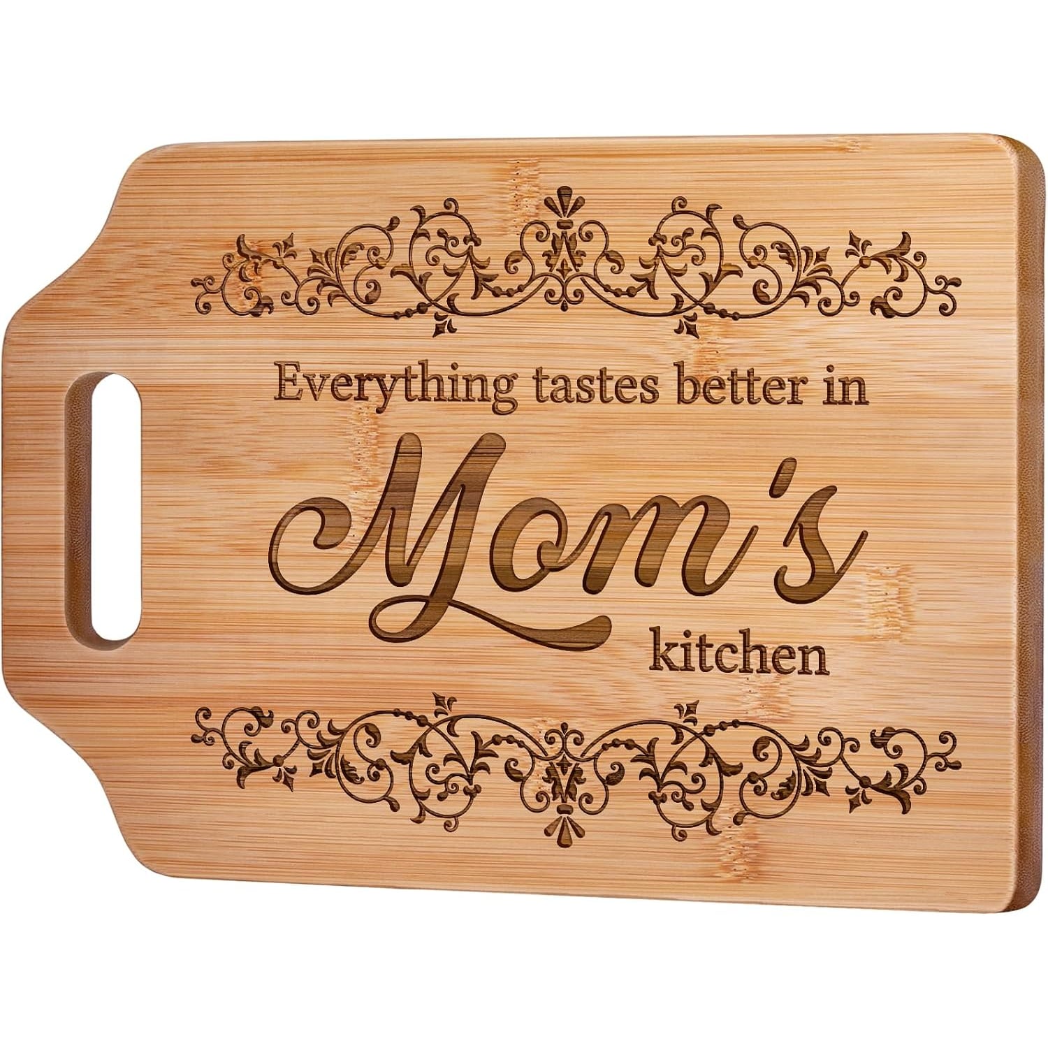 Mom's Kitchen Engraved Bamboo Cutting Board
