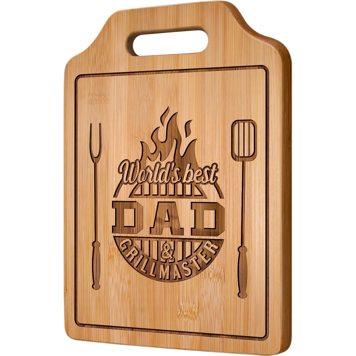 World's Best Dad and Grillmaster Engraved Bamboo Cutting Board