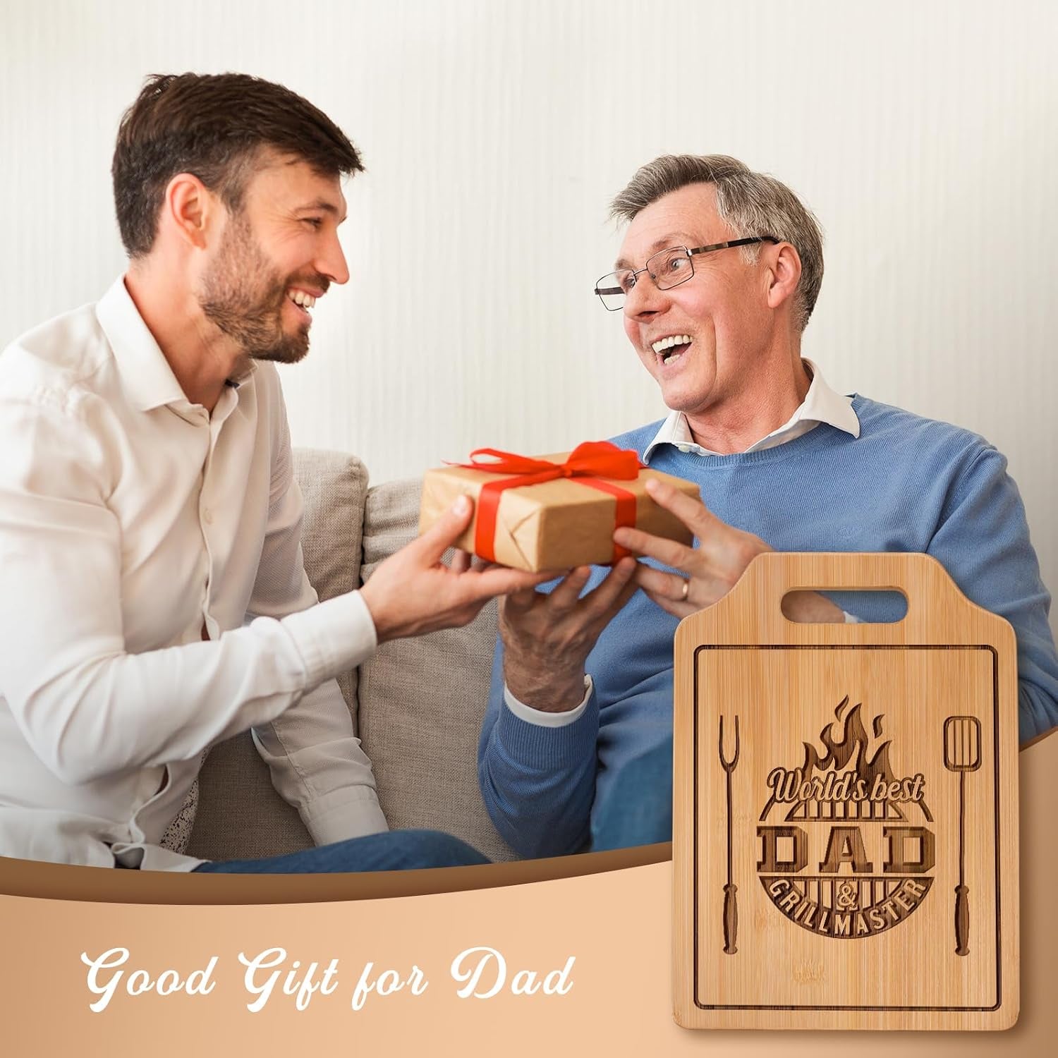World's Best Dad and Grillmaster Engraved Bamboo Cutting Board