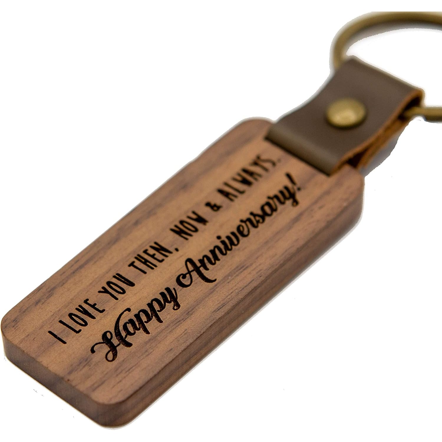 Happy Anniversary Engraved Wooden Keychain