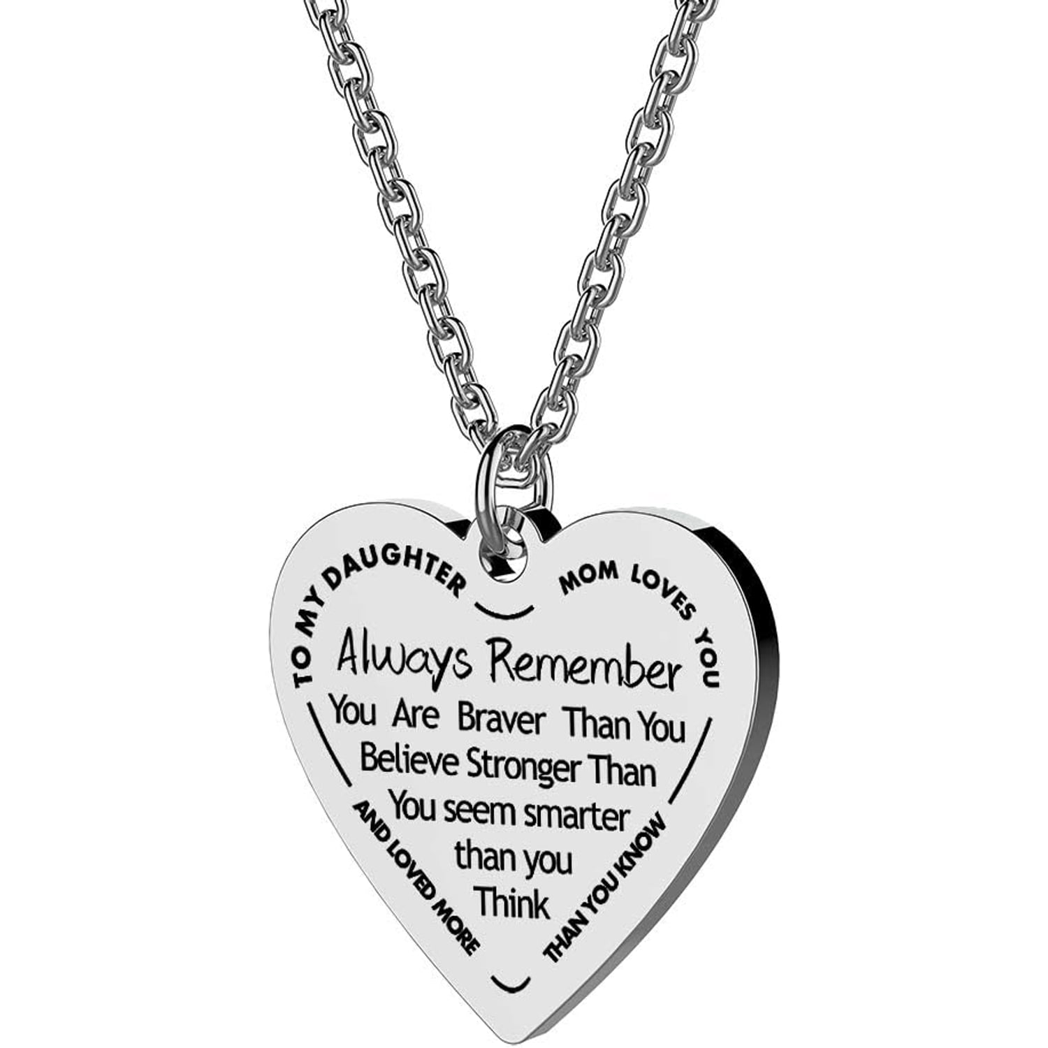 To My Daughter Engraved Heart Necklace from Mom