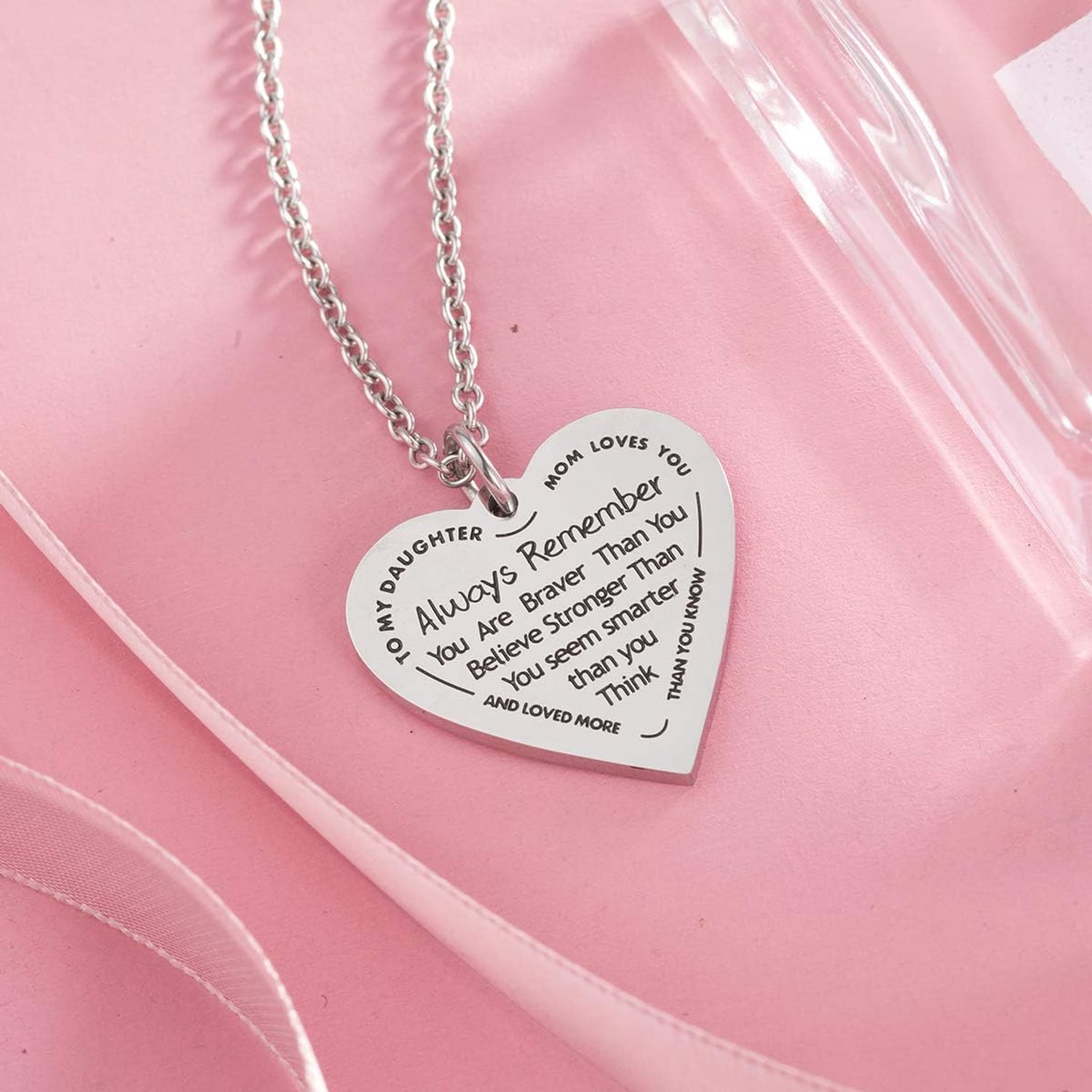 To My Daughter Engraved Heart Necklace from Mom: image 2