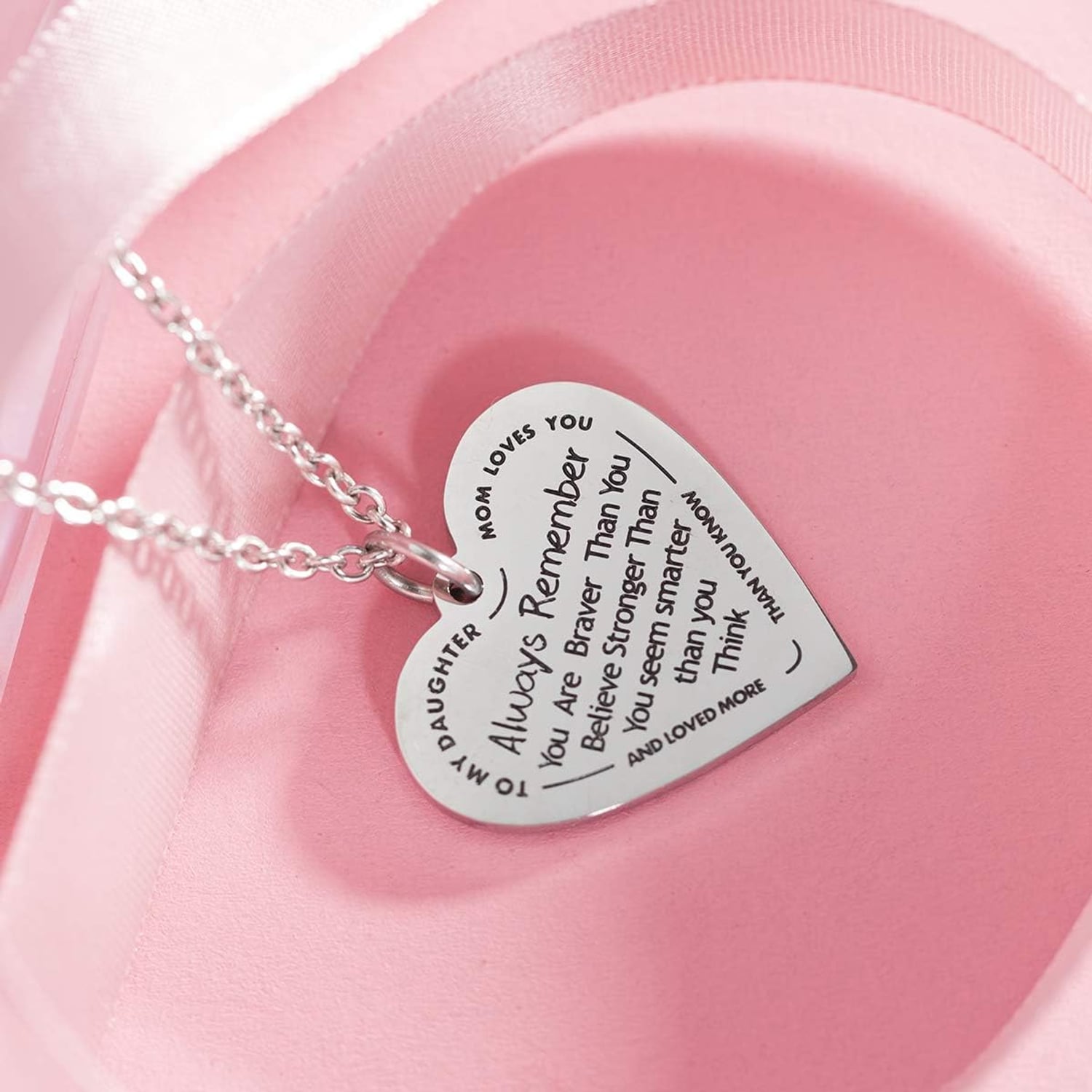 To My Daughter Engraved Heart Necklace from Mom: image 3