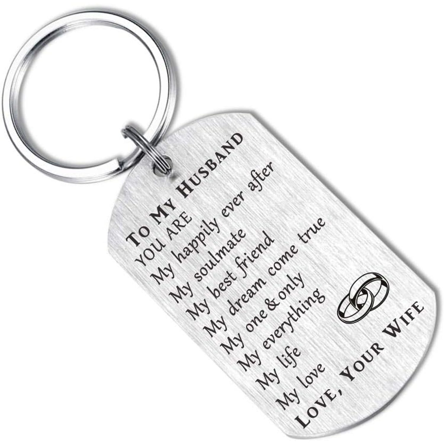 To My Husband Engraved Stainless Steel Keychain from Wife: image 2