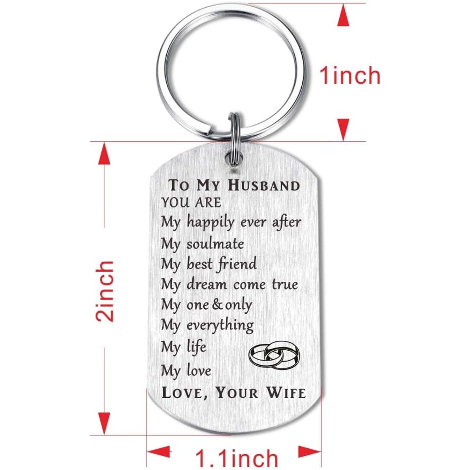 To My Husband Engraved Stainless Steel Keychain from Wife: image 3