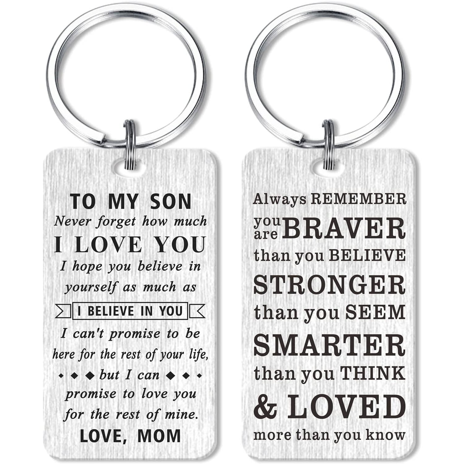 To My Son Engraved Keychain from Mom