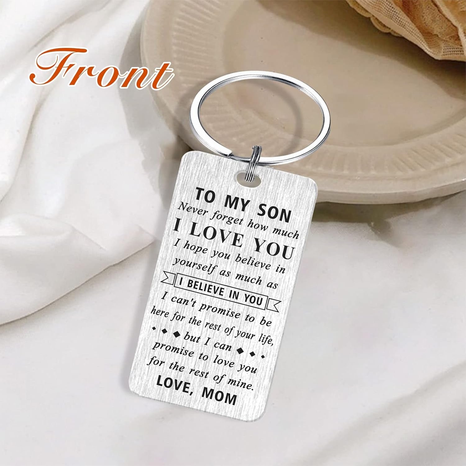 To My Son Engraved Keychain from Mom: image 3