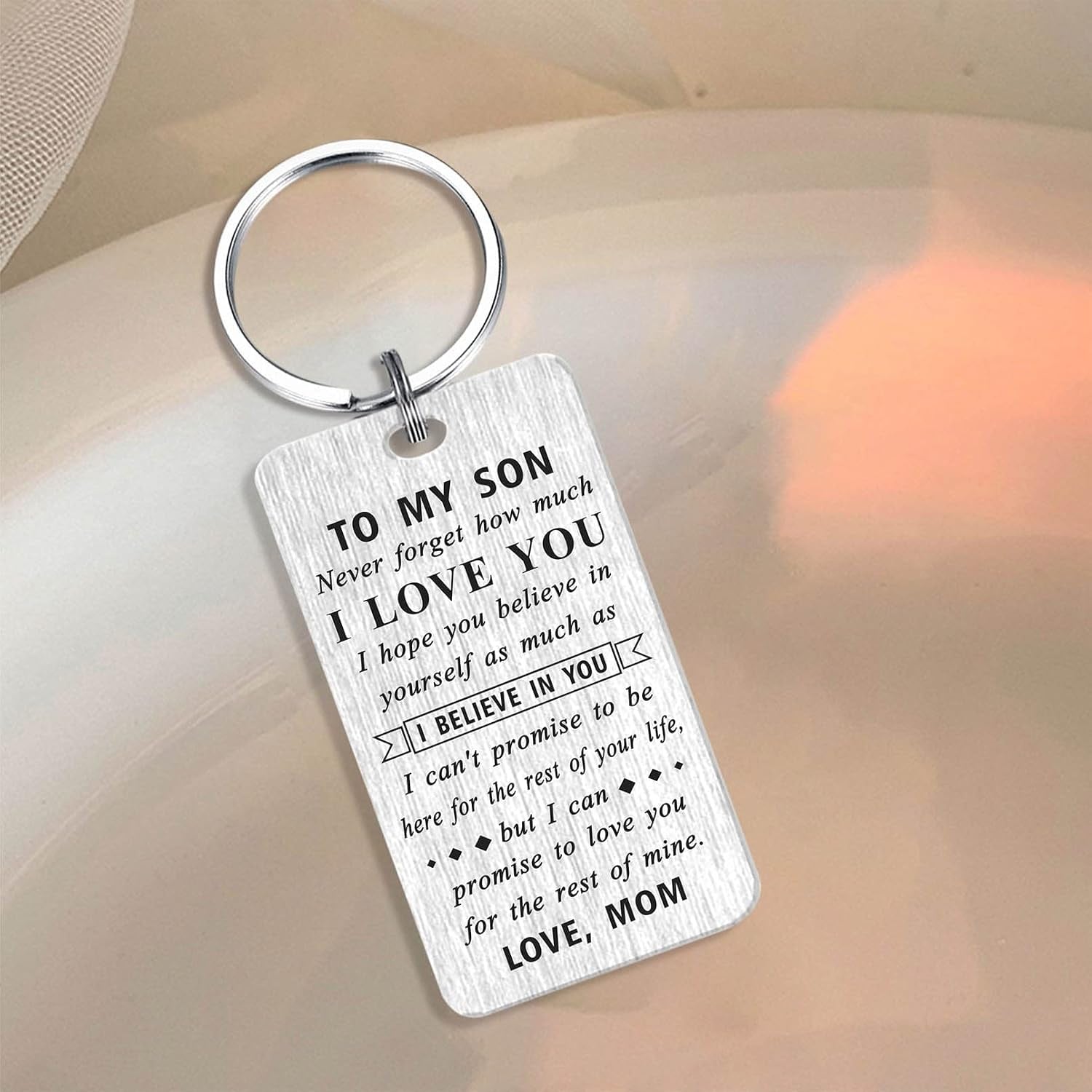 To My Son Engraved Keychain from Mom: image 5