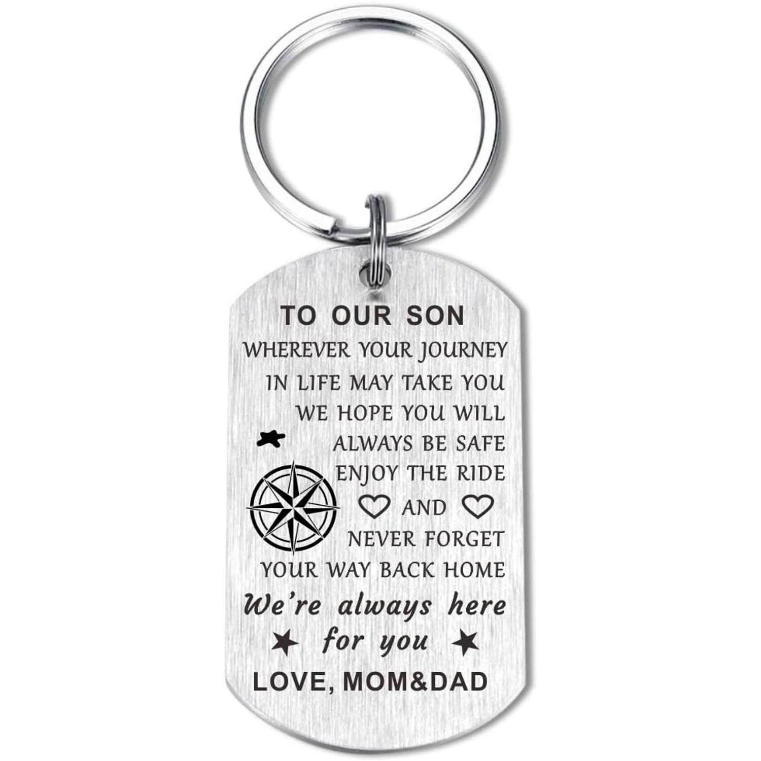 To Our Son Engraved Keychain from Mom and Dad
