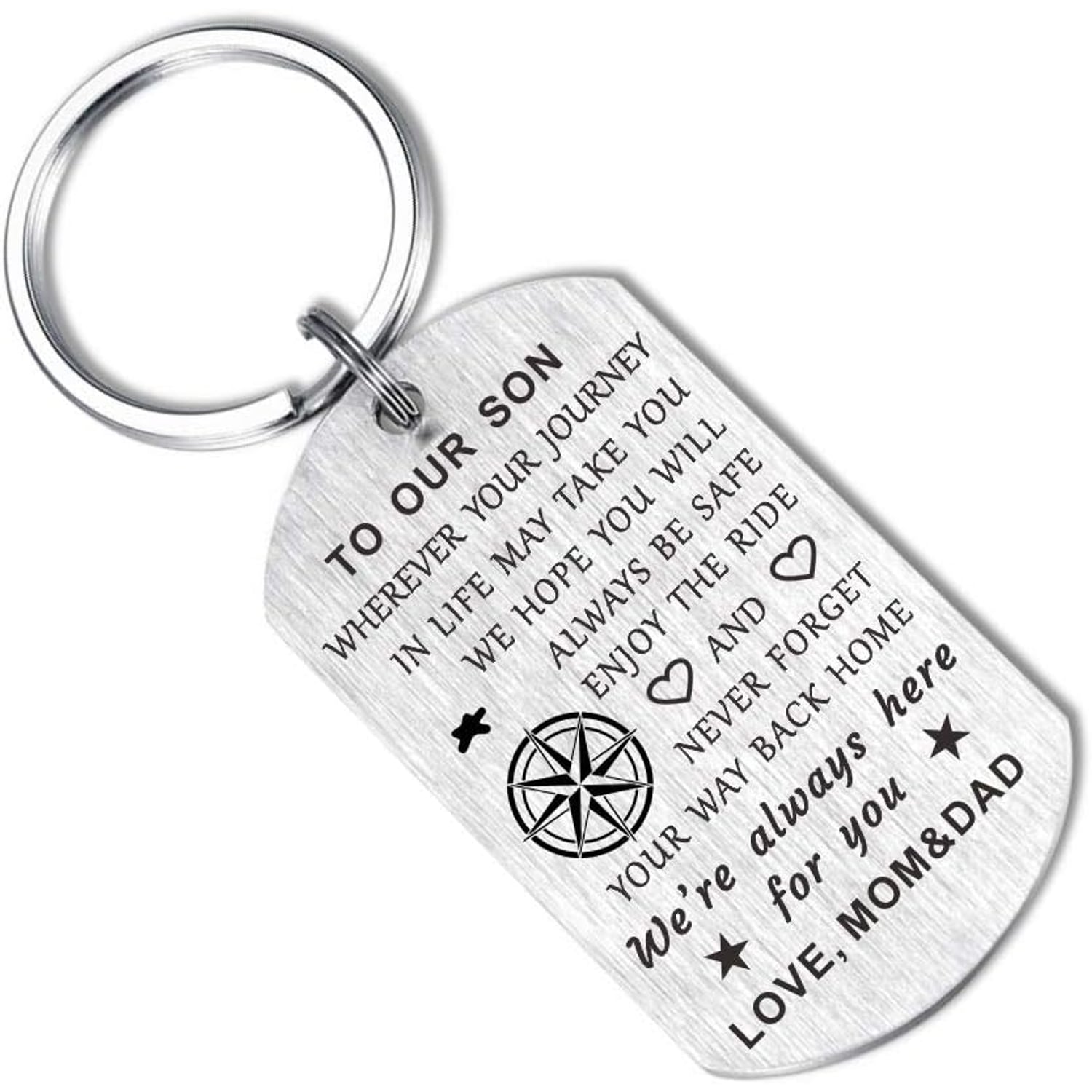 To Our Son Engraved Keychain from Mom and Dad: image 2