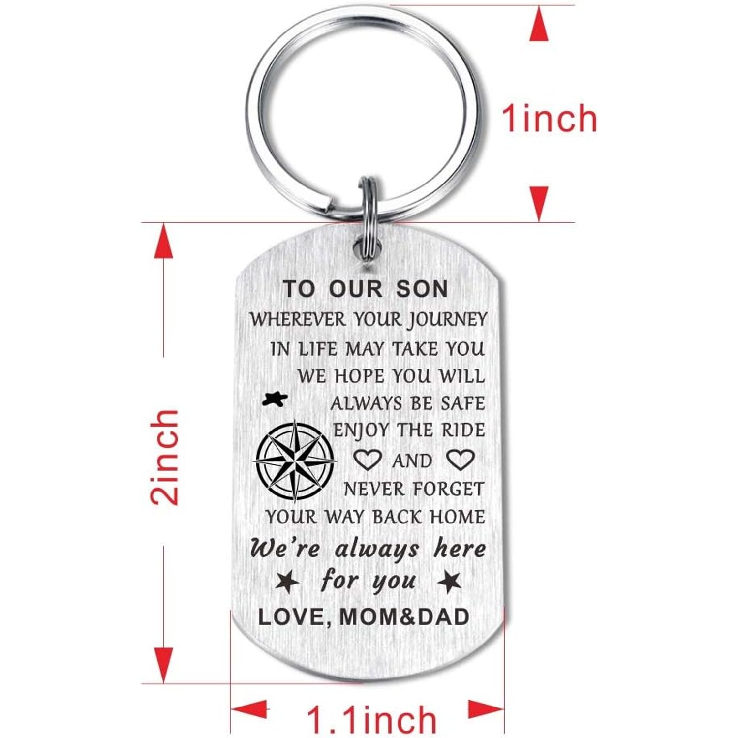 To Our Son Engraved Keychain from Mom and Dad: image 3