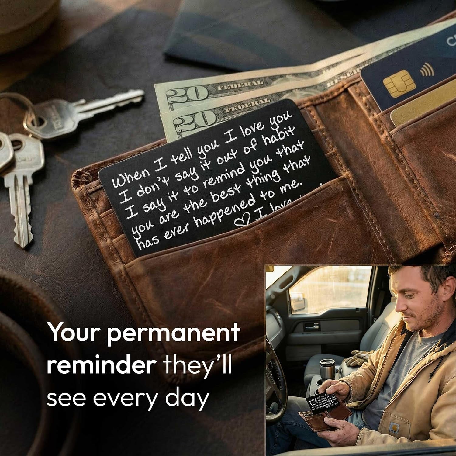 I Love You Engraved Wallet Card