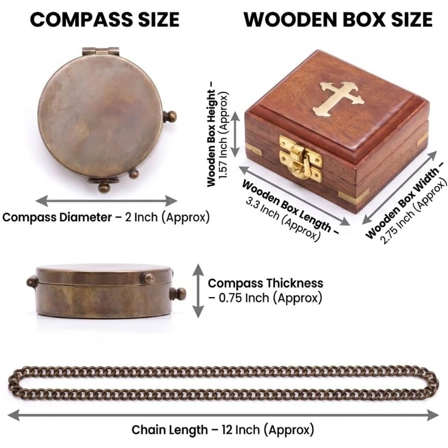 Jeremiah 29:11 Engraved Brass Compass with Wood Box: image 5