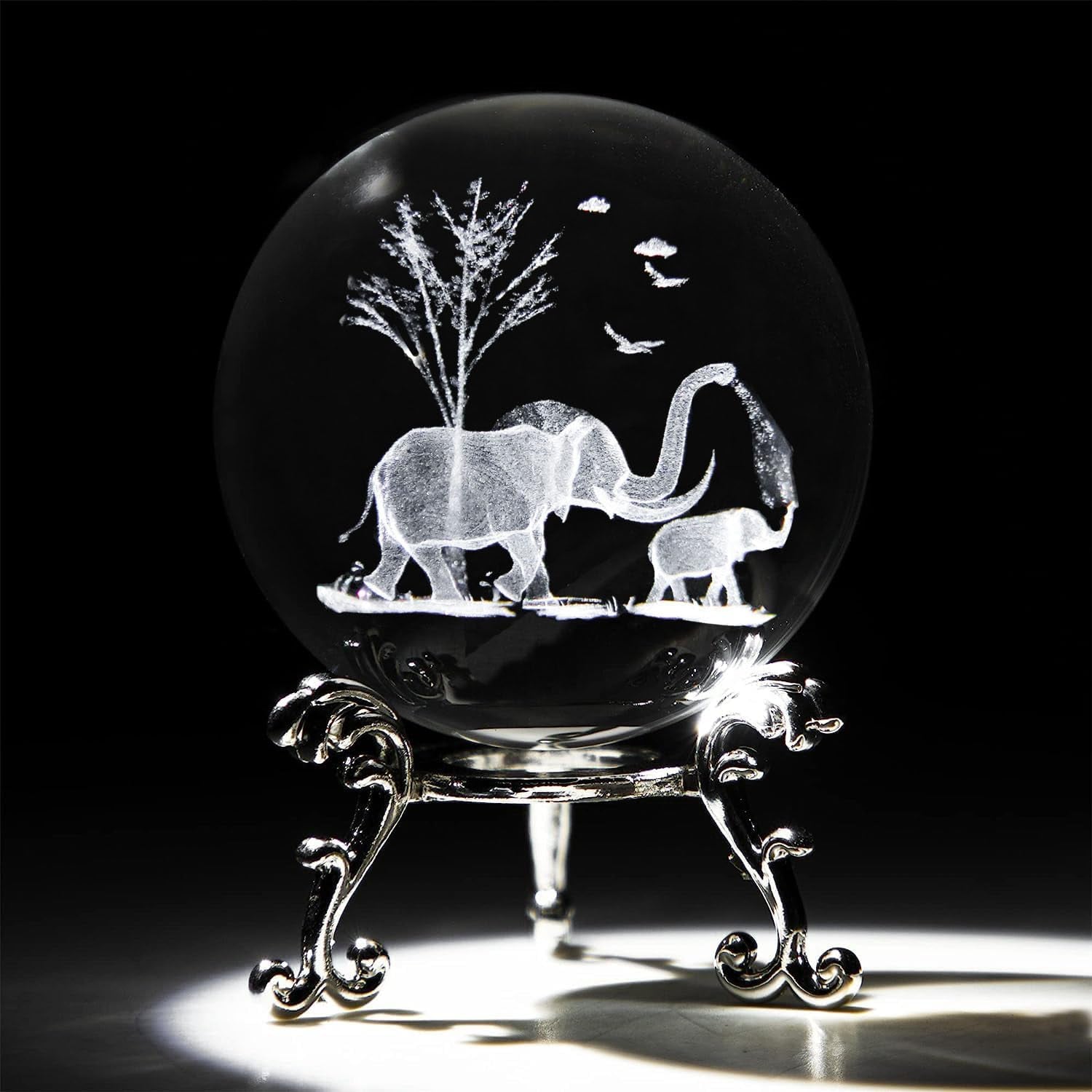 Mother and Son Elephants Engraved Crystal Ball: image 8