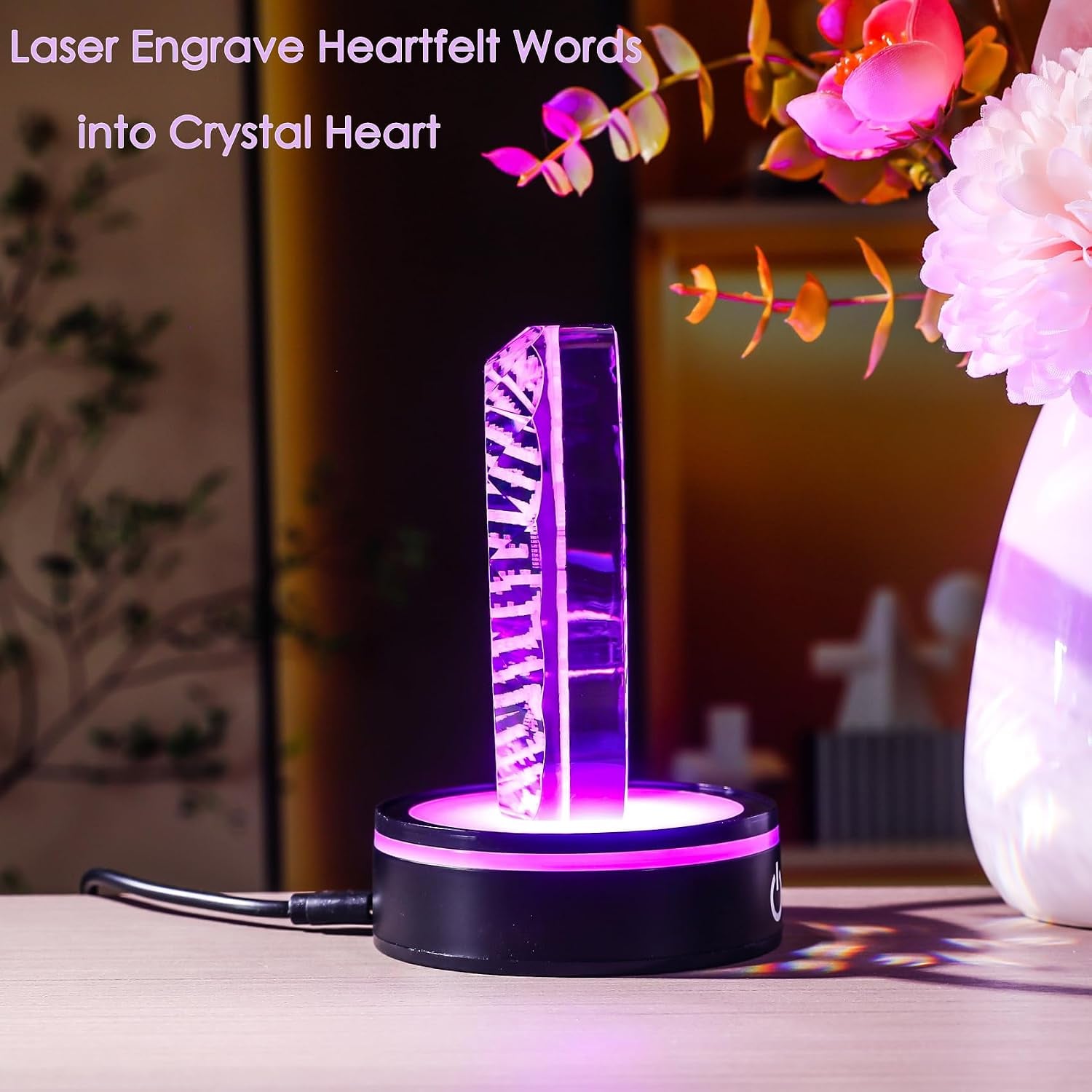 My Dear Son Engraved Crystal Heart with LED Base