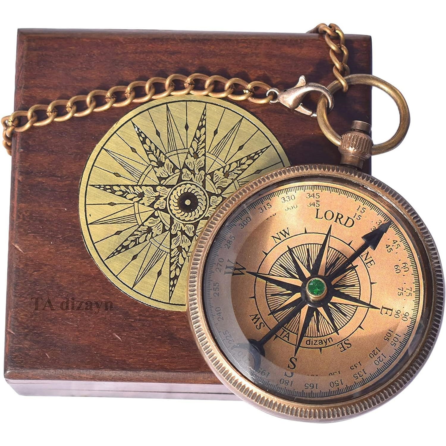 Proverbs 3:5-6 Engraved Brass Compass with Wooden Keepsake Box
