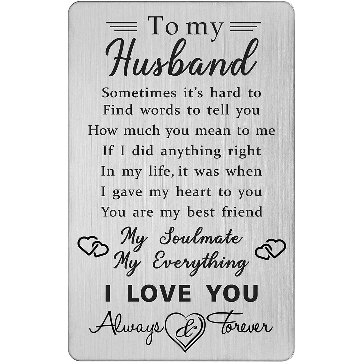 To My Husband Engraved Stainless Steel Wallet Card