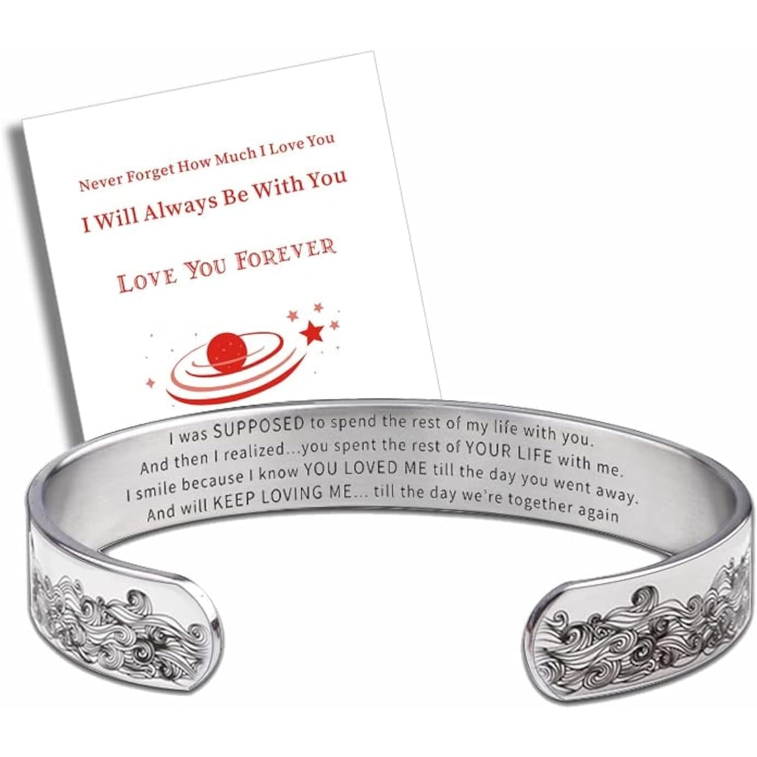 Memorial Engraved Cuff Bracelet with Remembrance Message