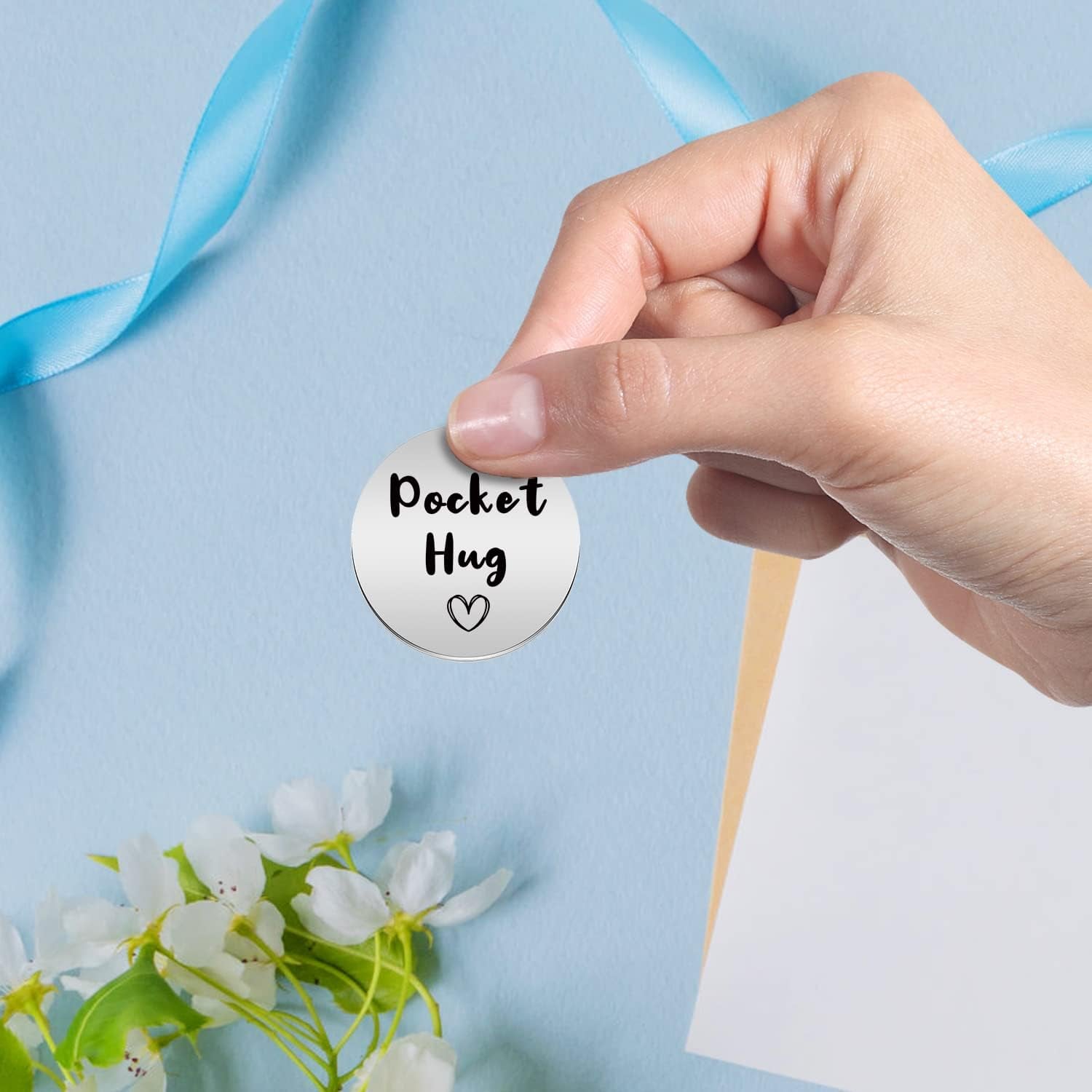 When Tomorrow Starts Without Me Engraved Pocket Hug Token with PU Leather Keychain Pouch: image 5